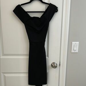 TALULAH Black Off the Shoulder Dress with criss cross back